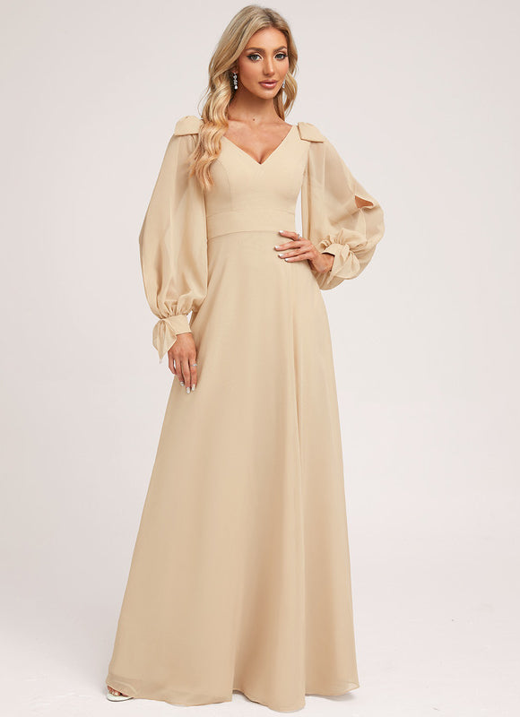 Robe Longue Beige Dorée - gallery 3
