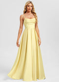 Robe Longue Satin Jaune