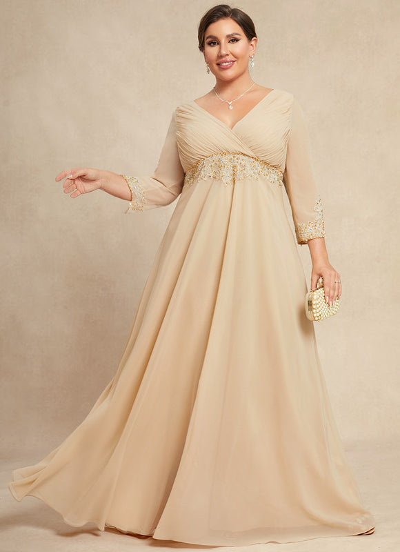 Robe Élégante En Mousseline Dorée - gallery 5