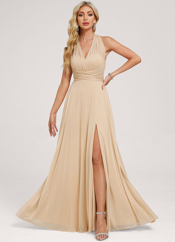 Robe Longue Fluide Dorée Multiposition - gallery 3