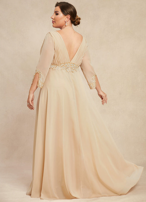 Robe Élégante En Mousseline Dorée - gallery 7