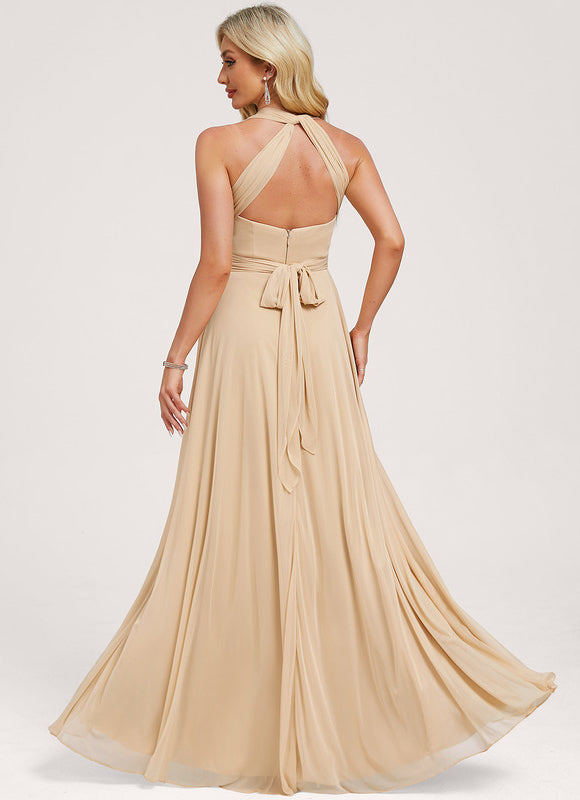 Robe Longue Fluide Dorée Multiposition - gallery 4