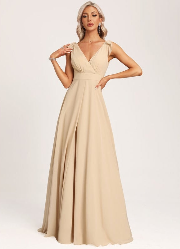 Robe Longue Beige Dorée