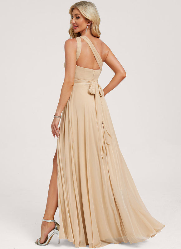 Robe Longue Fluide Dorée Multiposition - gallery 1