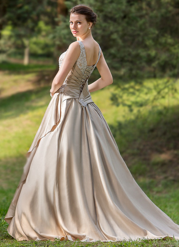 Robe Satin Champagne Dorée - gallery 3