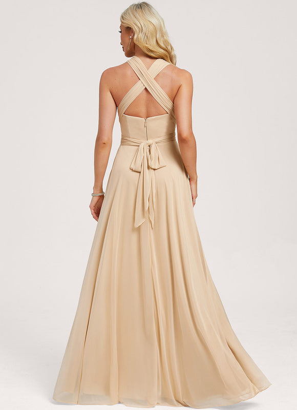 Robe Longue Fluide Dorée Multiposition - gallery 9