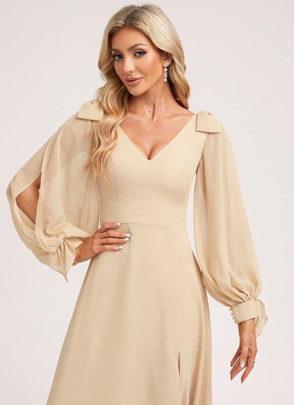 Robe Longue Beige Dorée - gallery 4