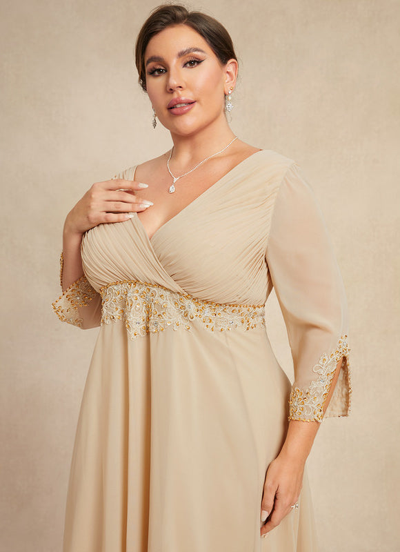 Robe Élégante En Mousseline Dorée - gallery 9