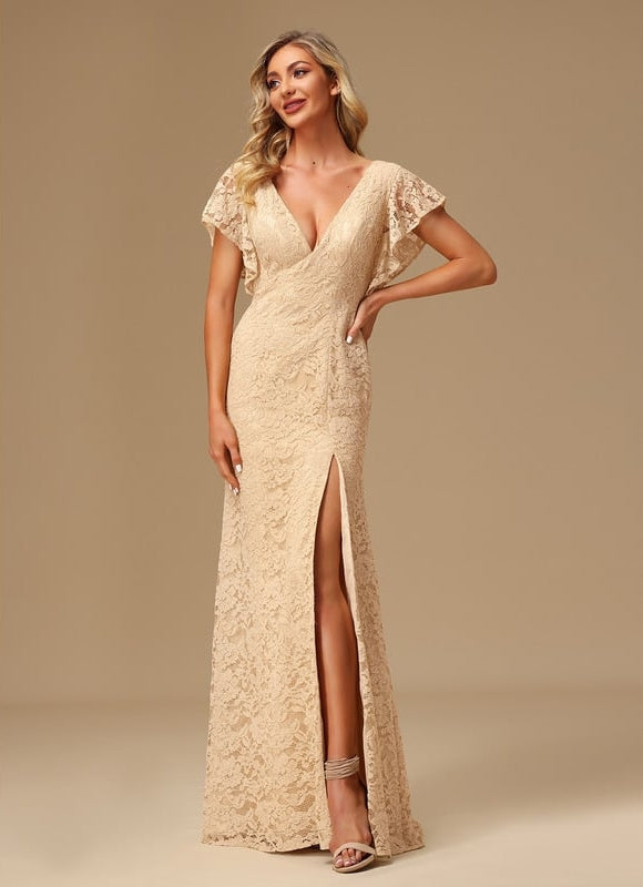 Robe Longue Dorée Demoiselle D'Honneur