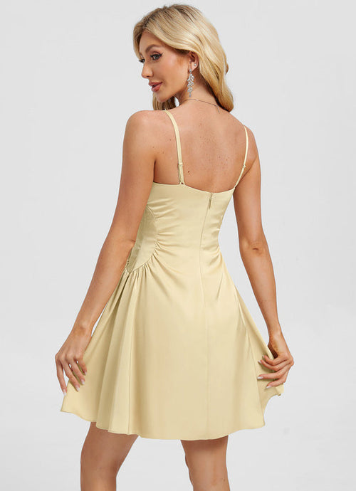 Robe Courte Satinée Dorée - gallery 1