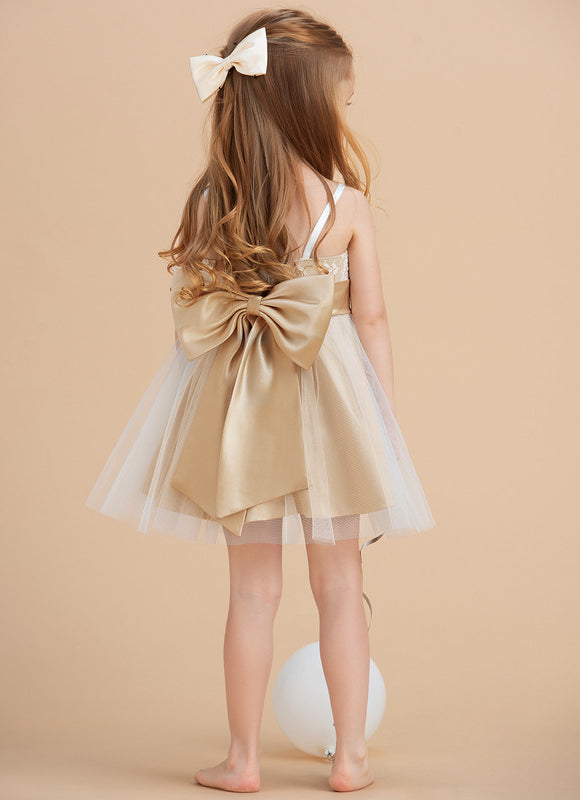 Robe Blanche Et Dorée Fille - gallery 3