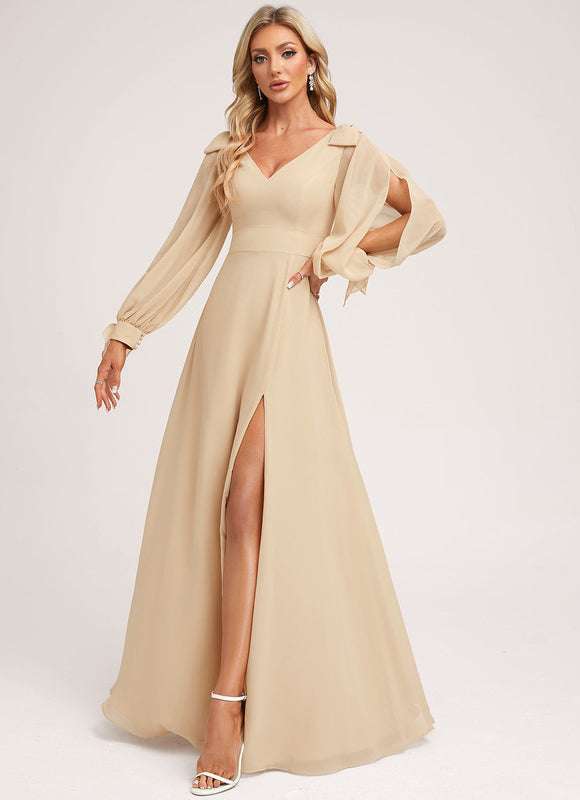 Robe Longue Beige Dorée - gallery 2