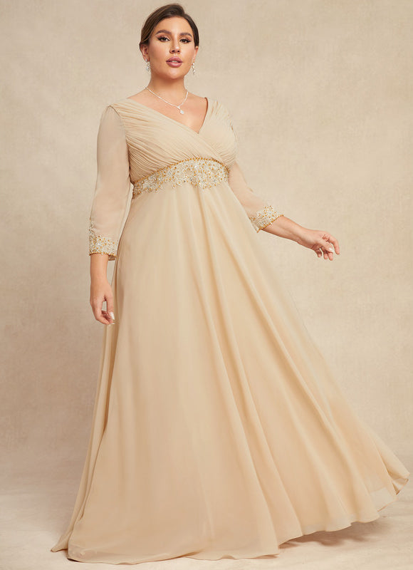 Robe Élégante En Mousseline Dorée - gallery 6