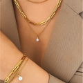 Chic Gold Multi-Strand Pearl Necklace & Bracelet Set