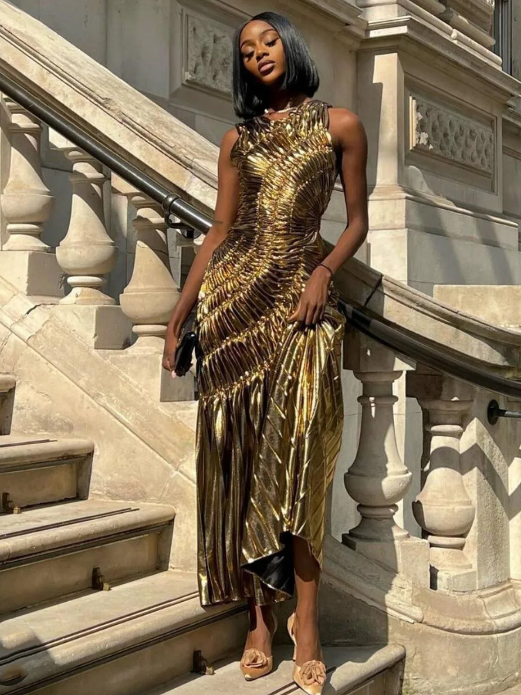 Robe de soirée pailletée doré
