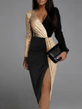 Robe de soirée noire et dorée