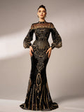 Black & Gold Sequin Mermaid Gown for Gala & Prom