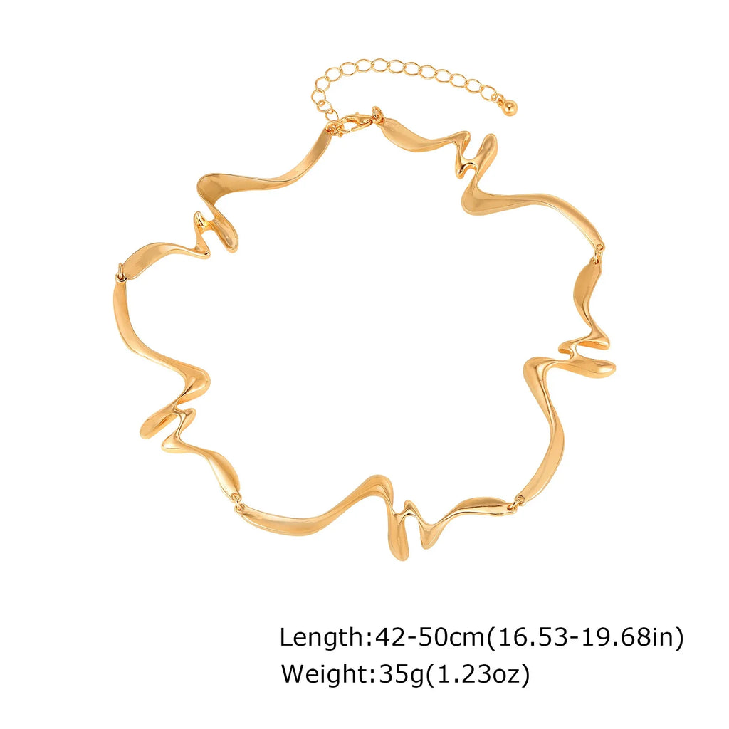 Fluid Wave Gold Necklace & Bracelet Set for Delicate Refinement