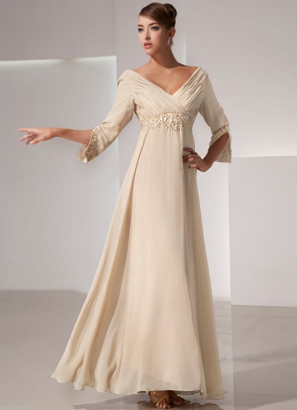 Robe Élégante En Mousseline Dorée