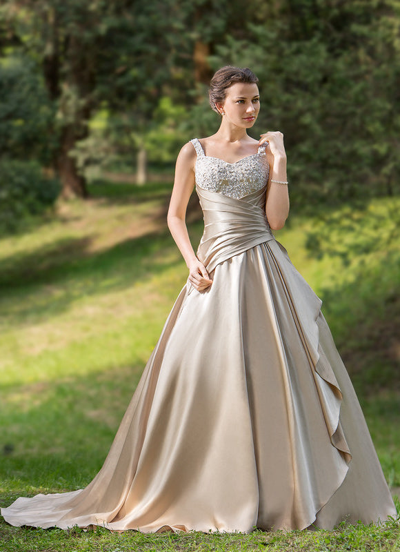 Robe Satin Champagne Dorée - gallery 1