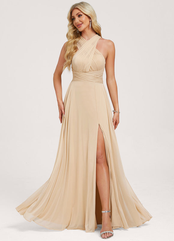 Robe Longue Fluide Dorée Multiposition - gallery 6