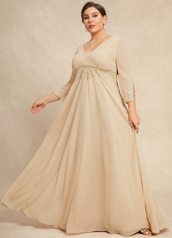 Robe Élégante En Mousseline Dorée - gallery 8