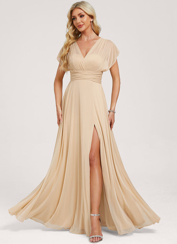 Robe Longue Fluide Dorée Multiposition - gallery 2