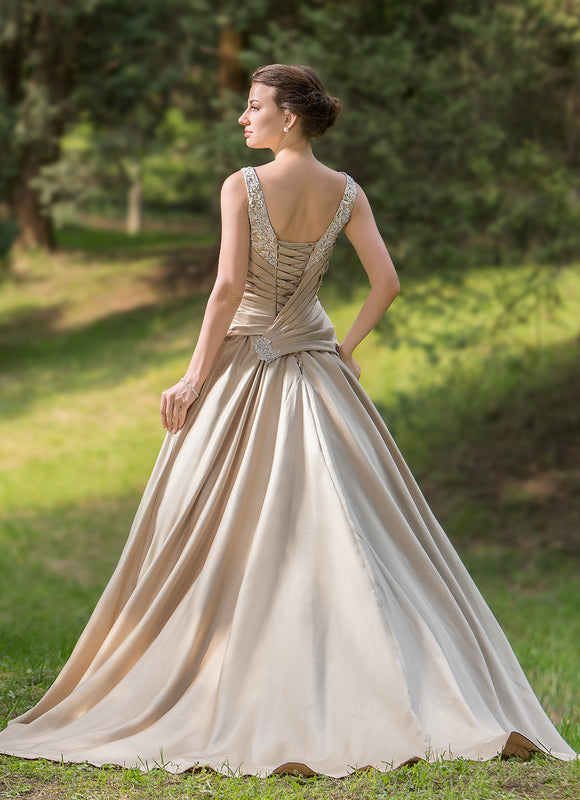 Robe Satin Champagne Dorée - gallery 4