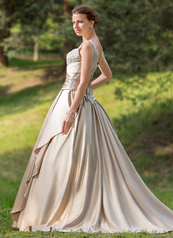 Robe Satin Champagne Dorée - gallery 2